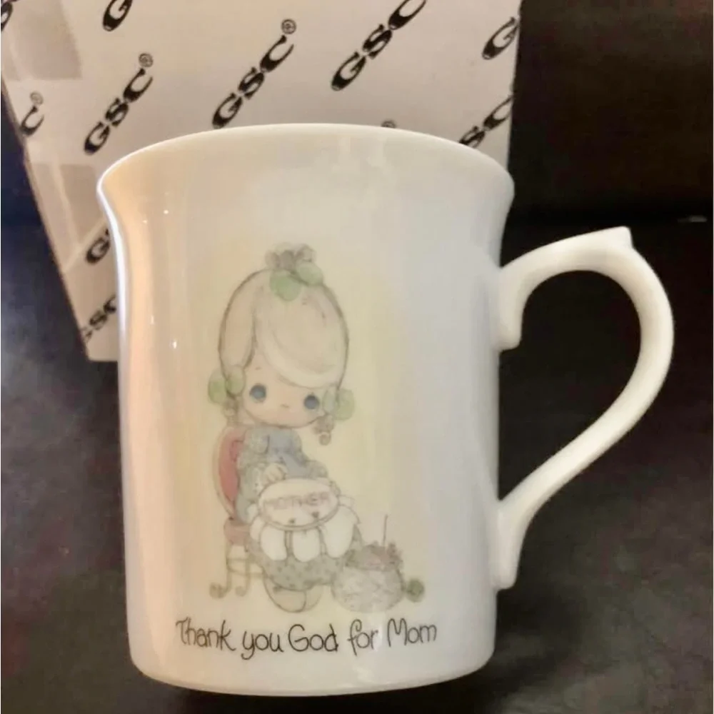 The Enesco Precious Moments Mug/Cup “Thank God for MOM” Porcelain/Ceramic 1984